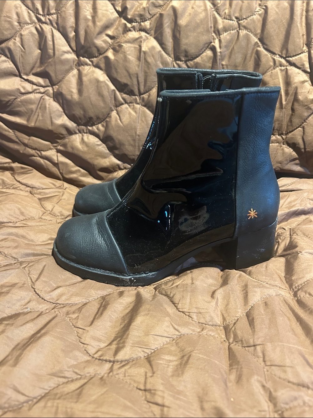 Women's Black Patent & Leather Ankle Booties - Sleek Everyday Style